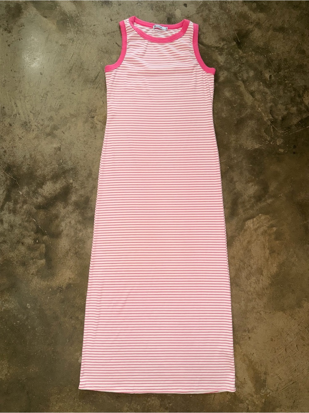 Culture Code Pink White Striped Ribbed Maxi Dress Sleeveless Medium